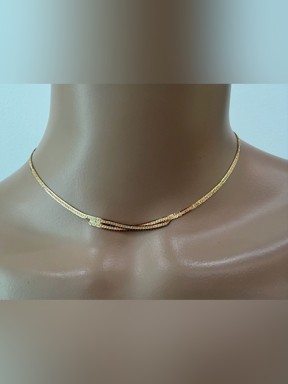 Vintage 14K Yellow Gold 15” Choker Necklace, Reversible, Textured and Polished